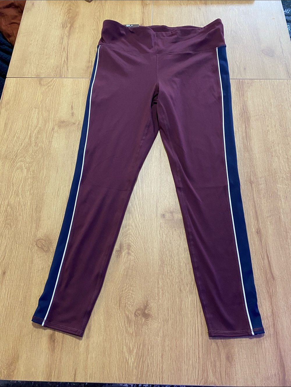 GAP Girls Maroon Leggings with Navy Side Stripes